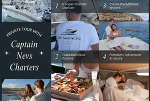 Go on a private boat tour in Malta with Captain Nevs Charters. Enjoy a personalised experience at sea & get 5% off when booking through us!