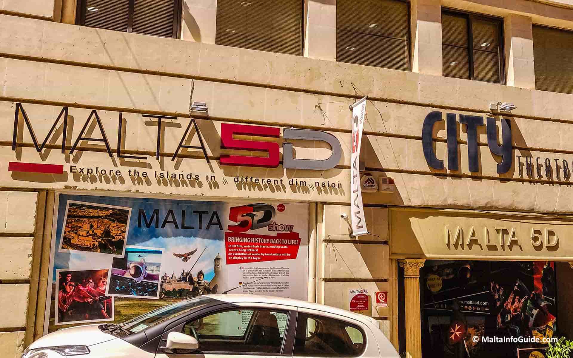 The outside facade of 5D cinema Malta.