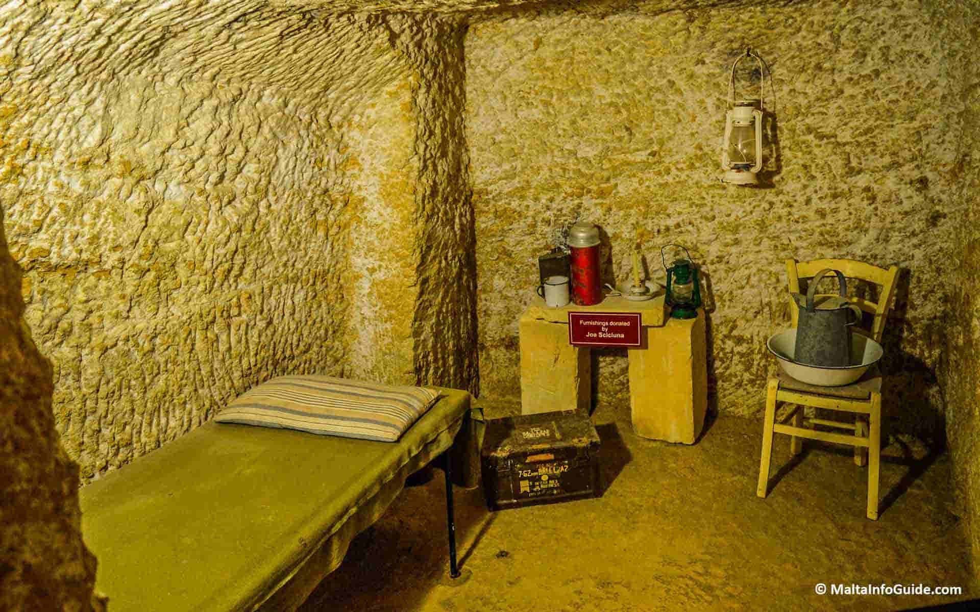 One of the rooms at the air raid shelters.