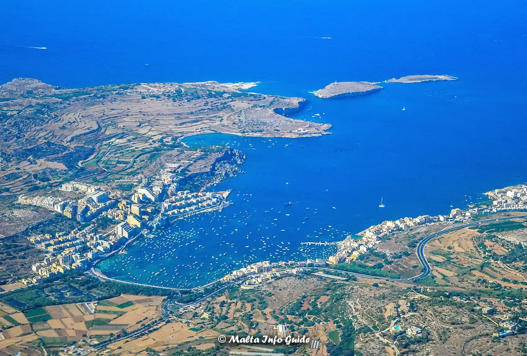 Mellieħa Bay scenic view.