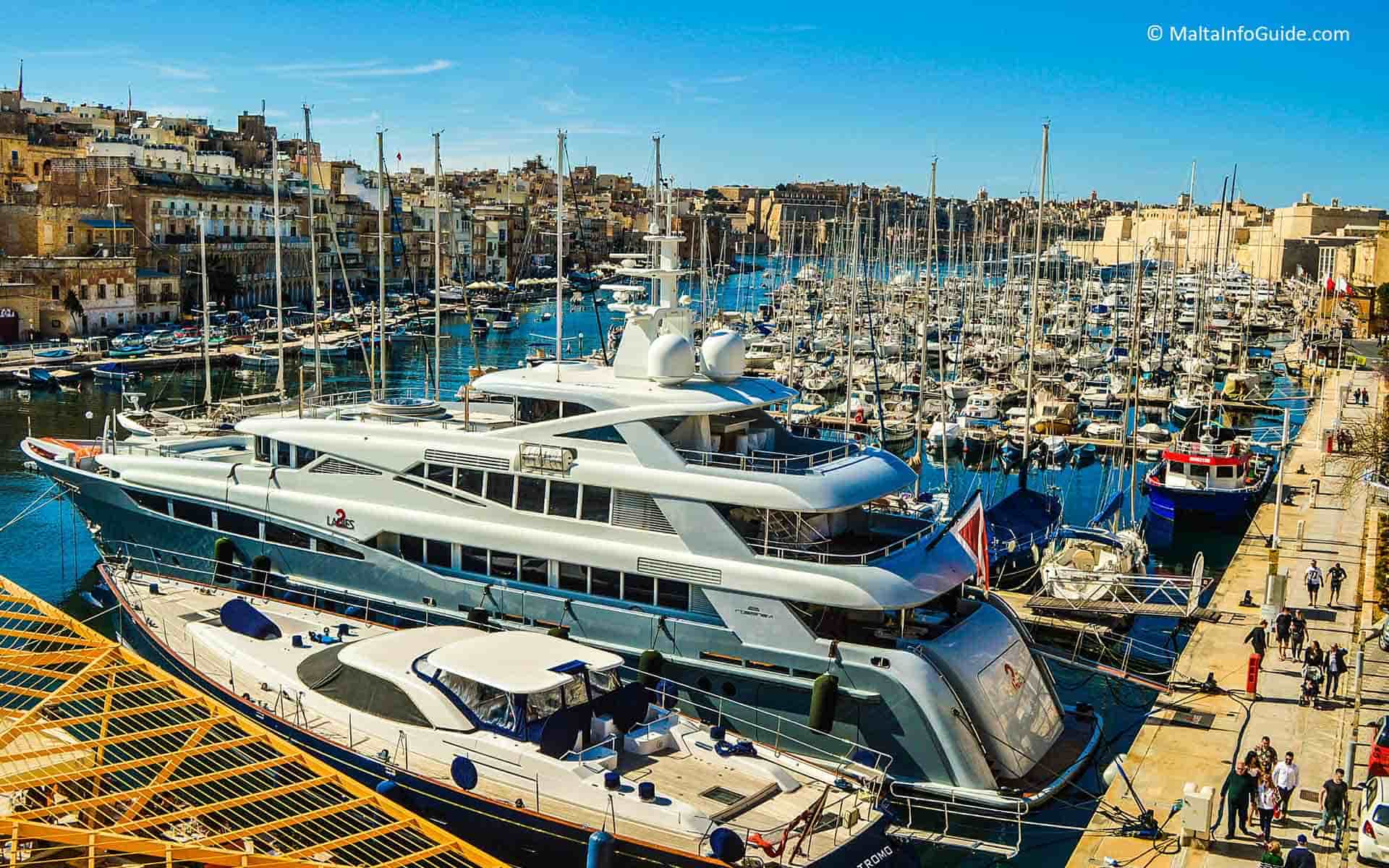 Yachts moored at Birgu yacht marina. Yachts moored at Birgu yacht marina.