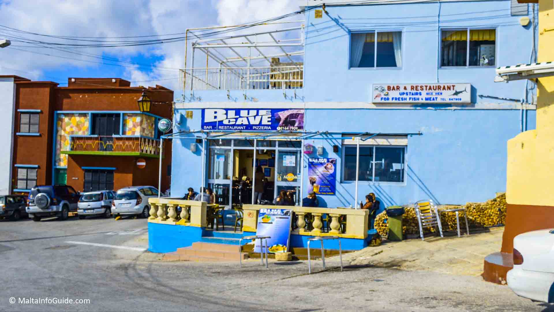 The outside of Blue Cave Bar & Restaurant.