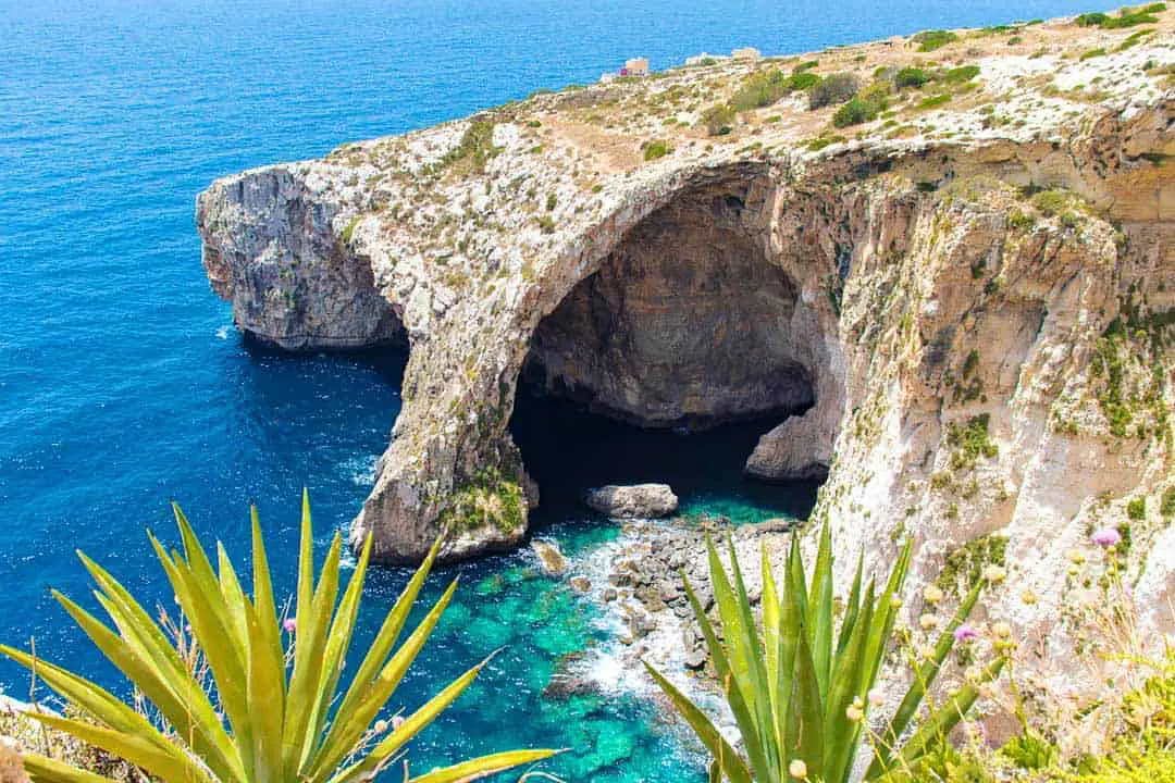 A view of the Blue Grotto Malta caves.