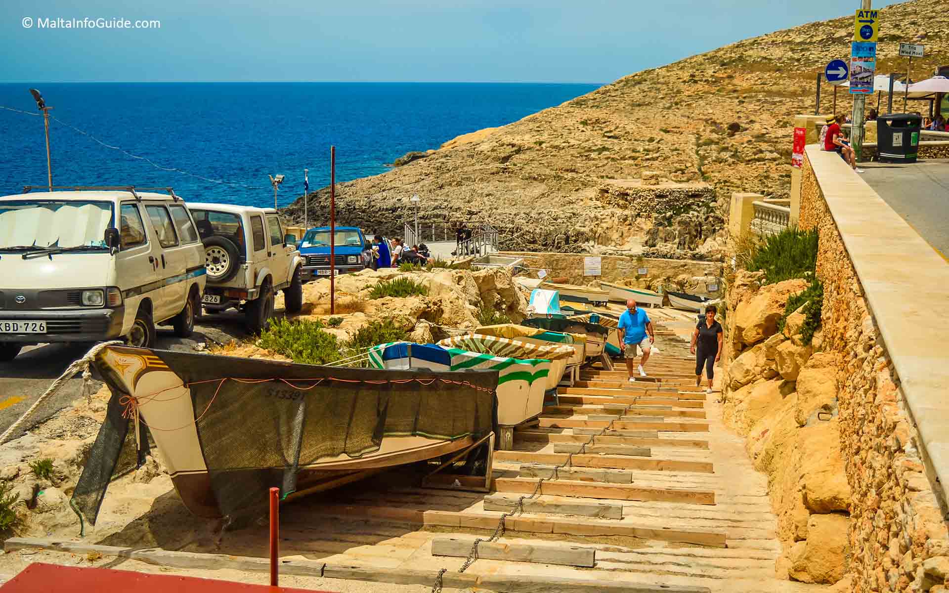 Boats parked on a ramp at Wied iz-Zurrieq Malta.