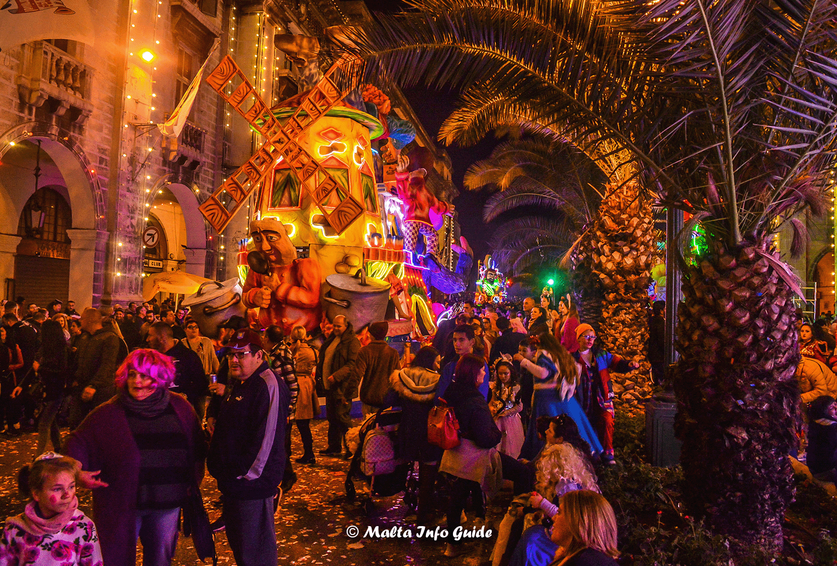 Last day of carnival in Malta celebrated in Floriana the day before Ash Wednesday. Carnival in Malta, the best nightlife in Valletta