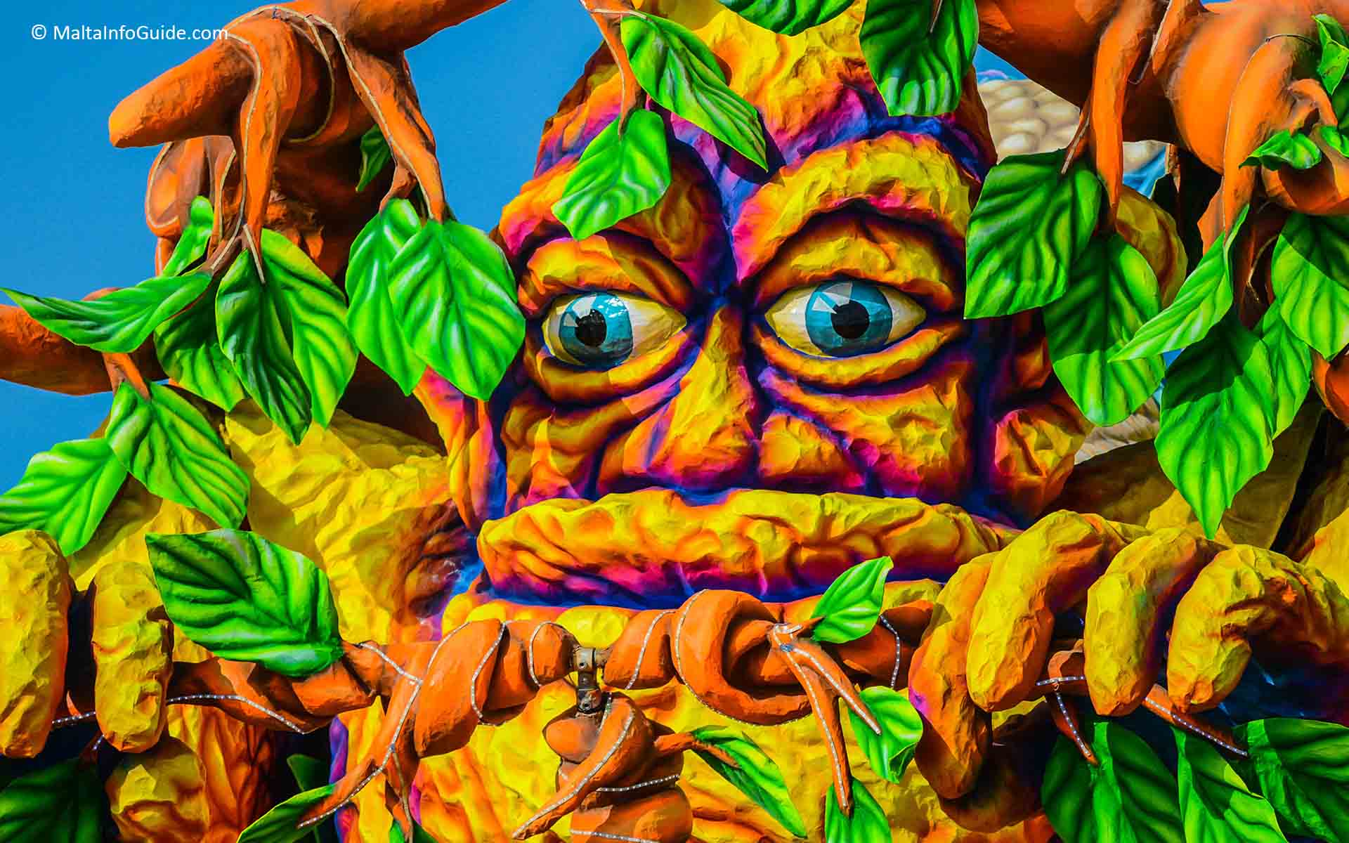 A close up of a carnival float in Valletta Malta