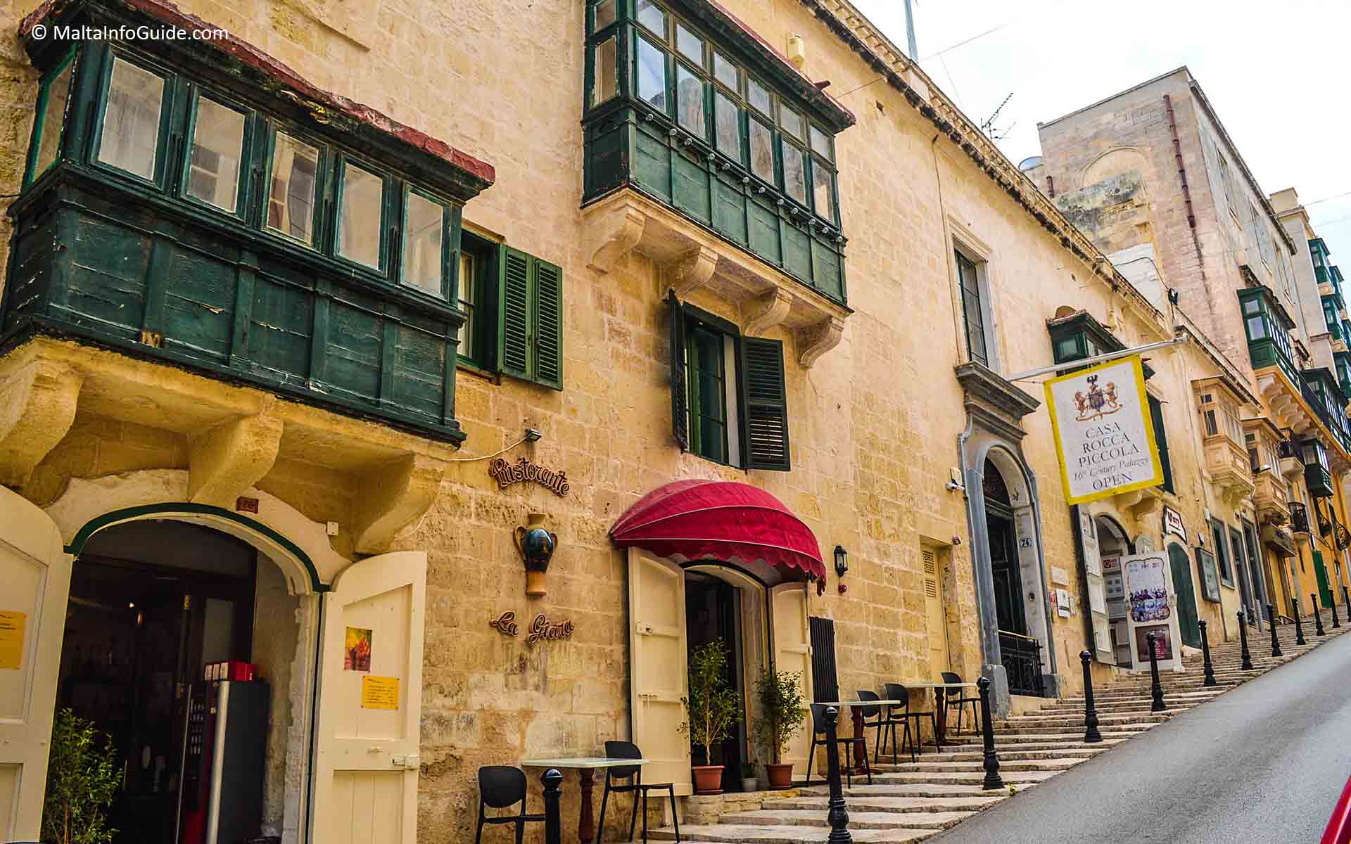 Casa Rocca Piccola facade along Republic Street Valletta.