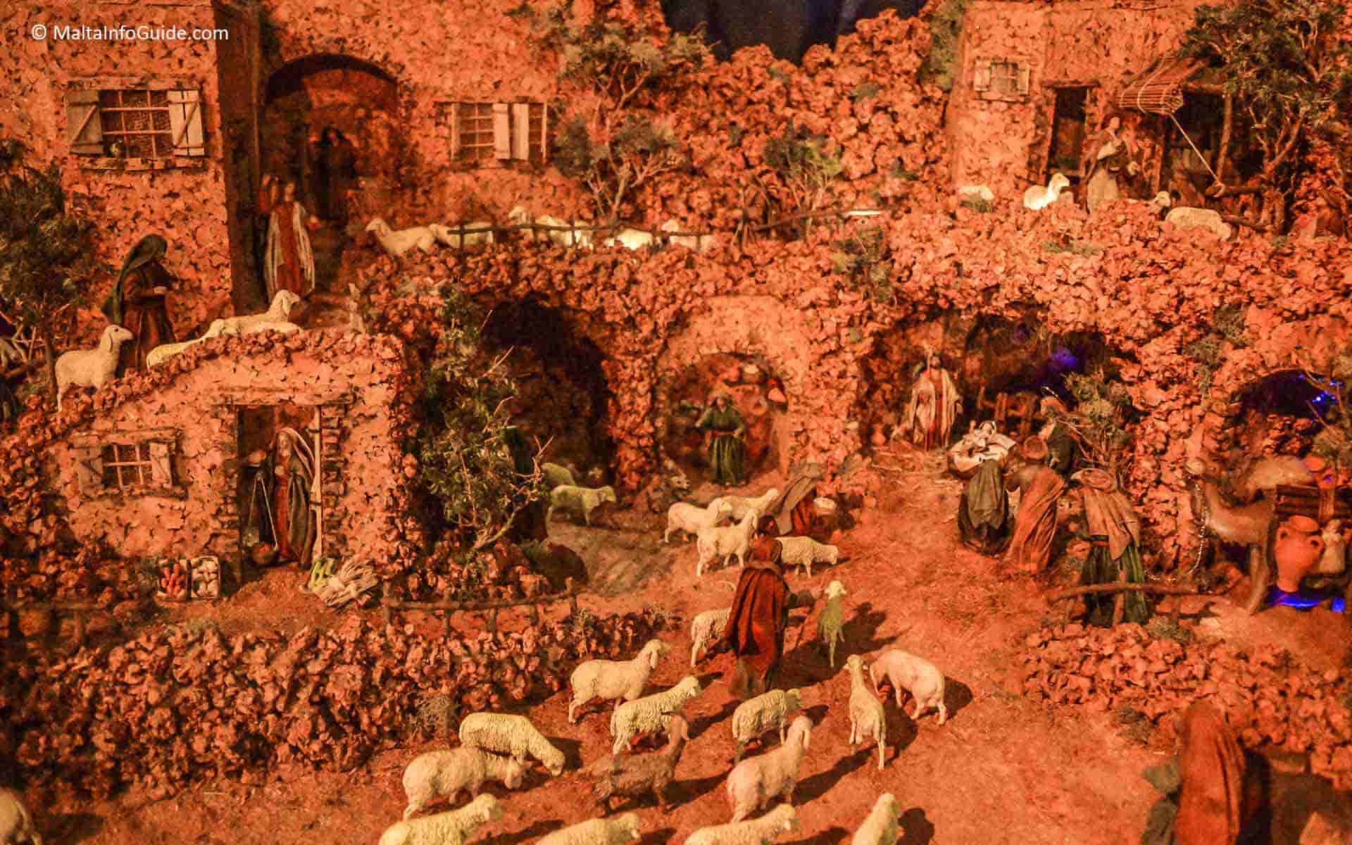A traditional Maltese crib in an exhibition.