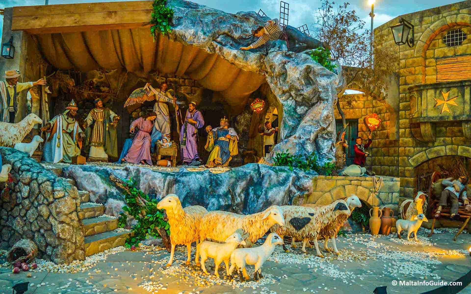A man-made Christmas in Malta crib in the Triton fountain area in Valletta.