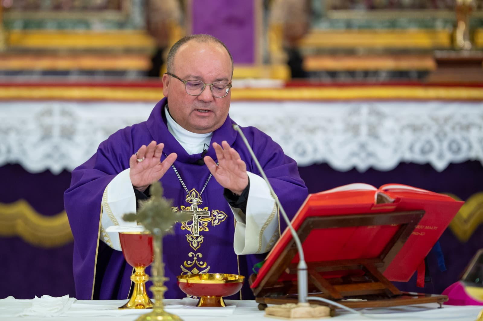 Monsignor Charles Jude Scicluna, Archbishop of Malta saying mass.