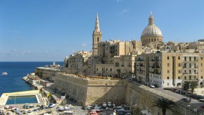 View of the City Of Valletta Fortifications in Malta