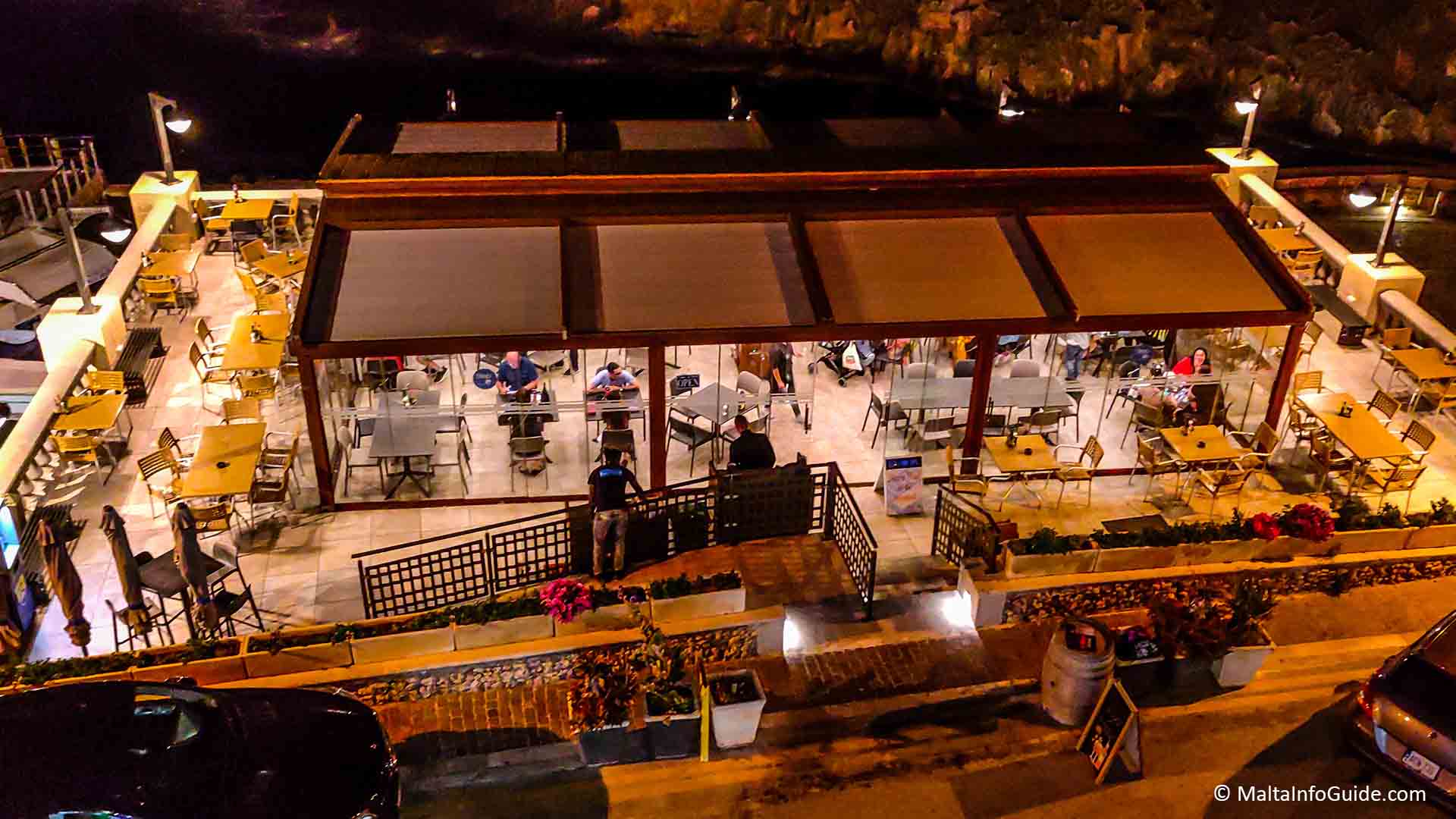 On of the most beautiful Blue Grotto Restaurant Coast At Cassarini Restaurant packed with people. On of the most beautiful Blue Grotto Restaurant Coast At Cassarini Restaurant packed with people.