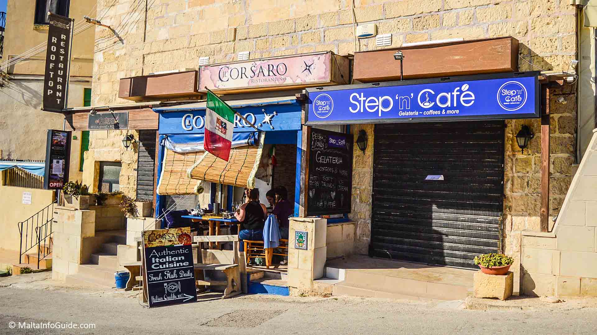 People eating at Il-Corsaro restaurant. People eating at Il-Corsaro restaurant.