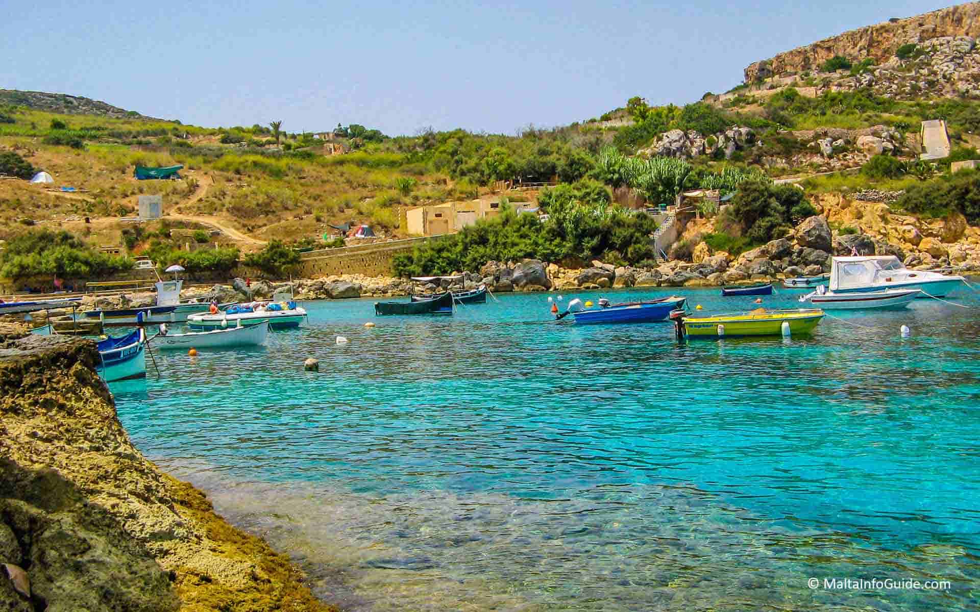 Small boats moored at Dahlet Qorrot Gozo