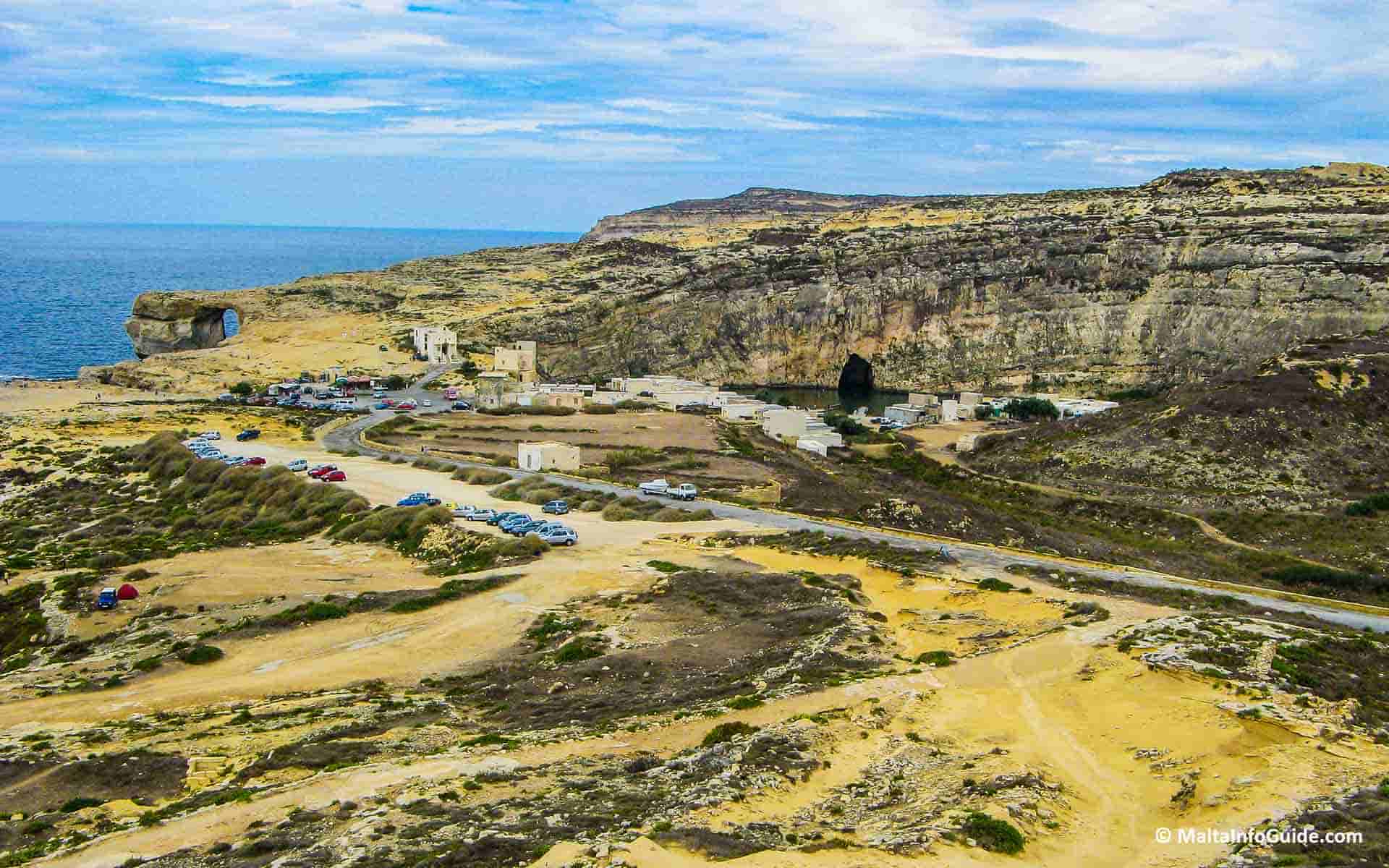 The view of Dwejra Bay from the top of the Dwejra tower Gozo.