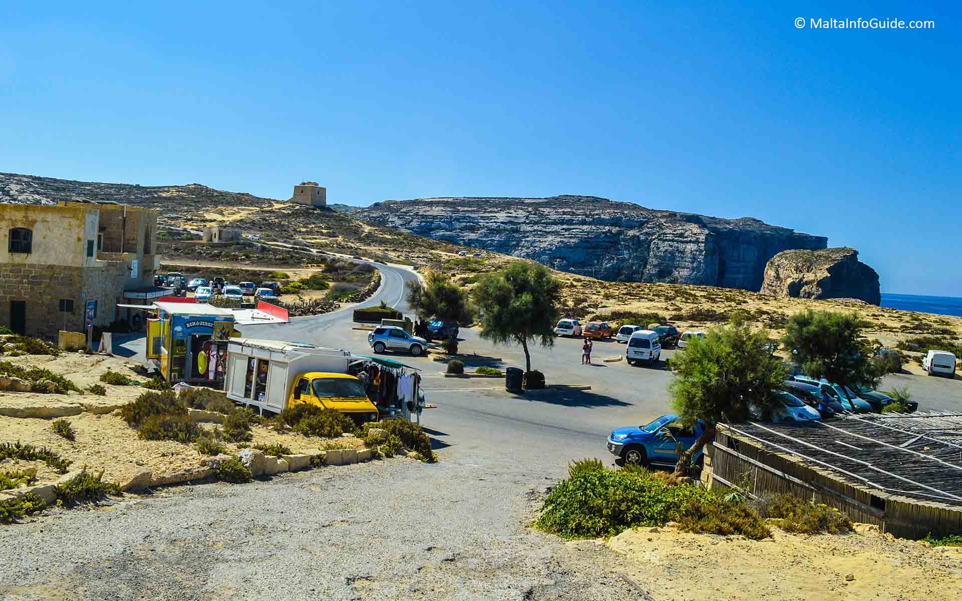 Parking area at Dwejra.