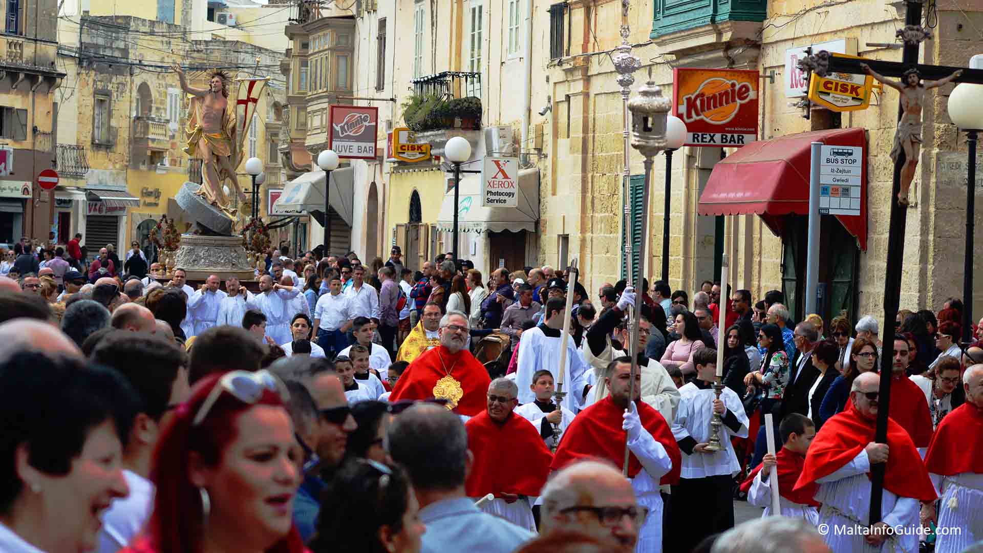 People gathered to watch the Zejtun Easter Sunday procession in Malta