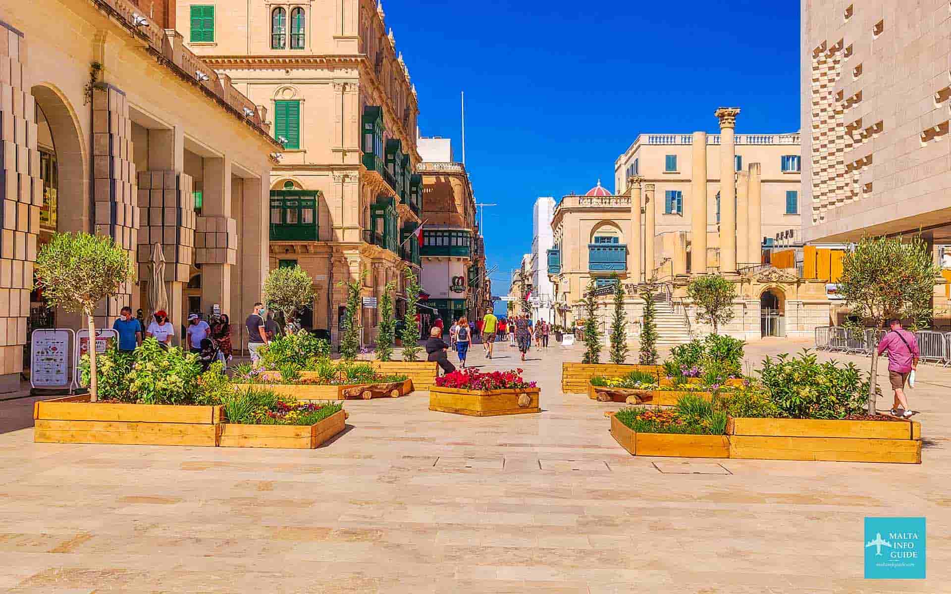 Pots of flowers at the entrance of Malta Valletta.
