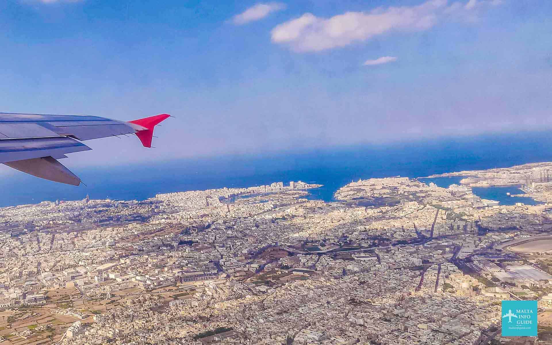Flying over Malta with Air Malta.