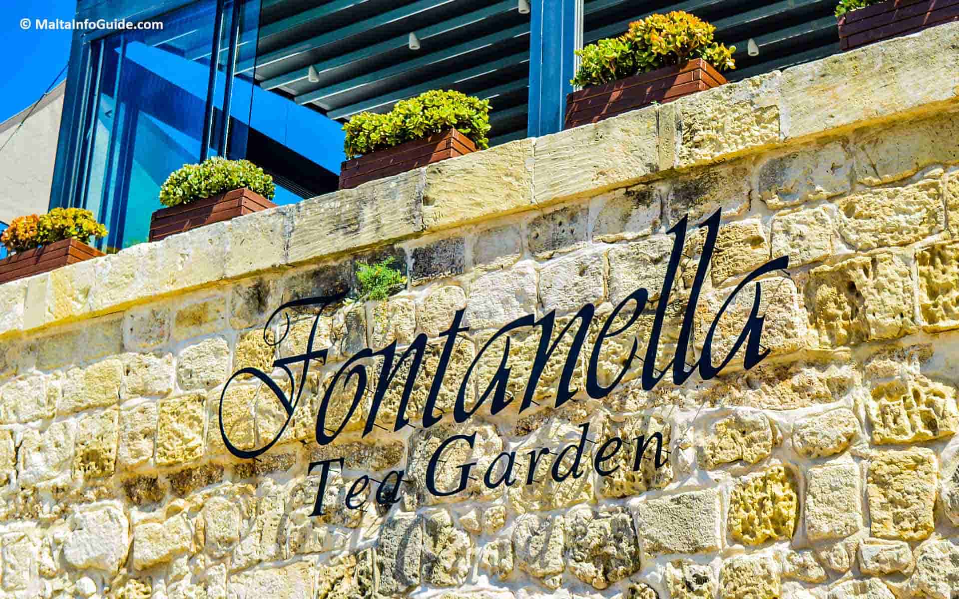 The Fontanella sign outside the Mdina restaurants.