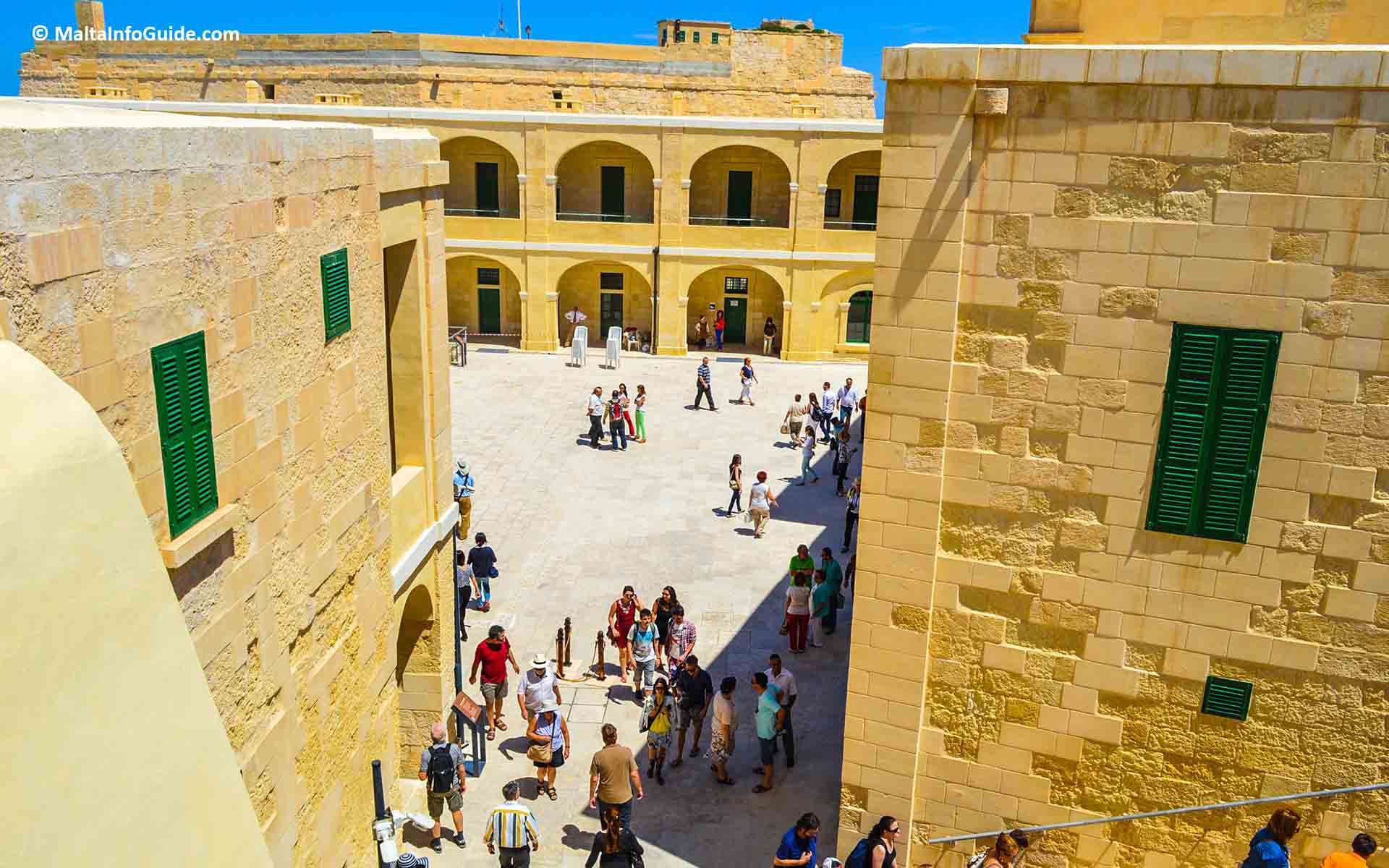 People walking around St. Elmo Valletta. People walking around St. Elmo Valletta.