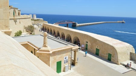 Fort St. Elmo with view of the breakwater entrance to the Grand Harbour of Malta