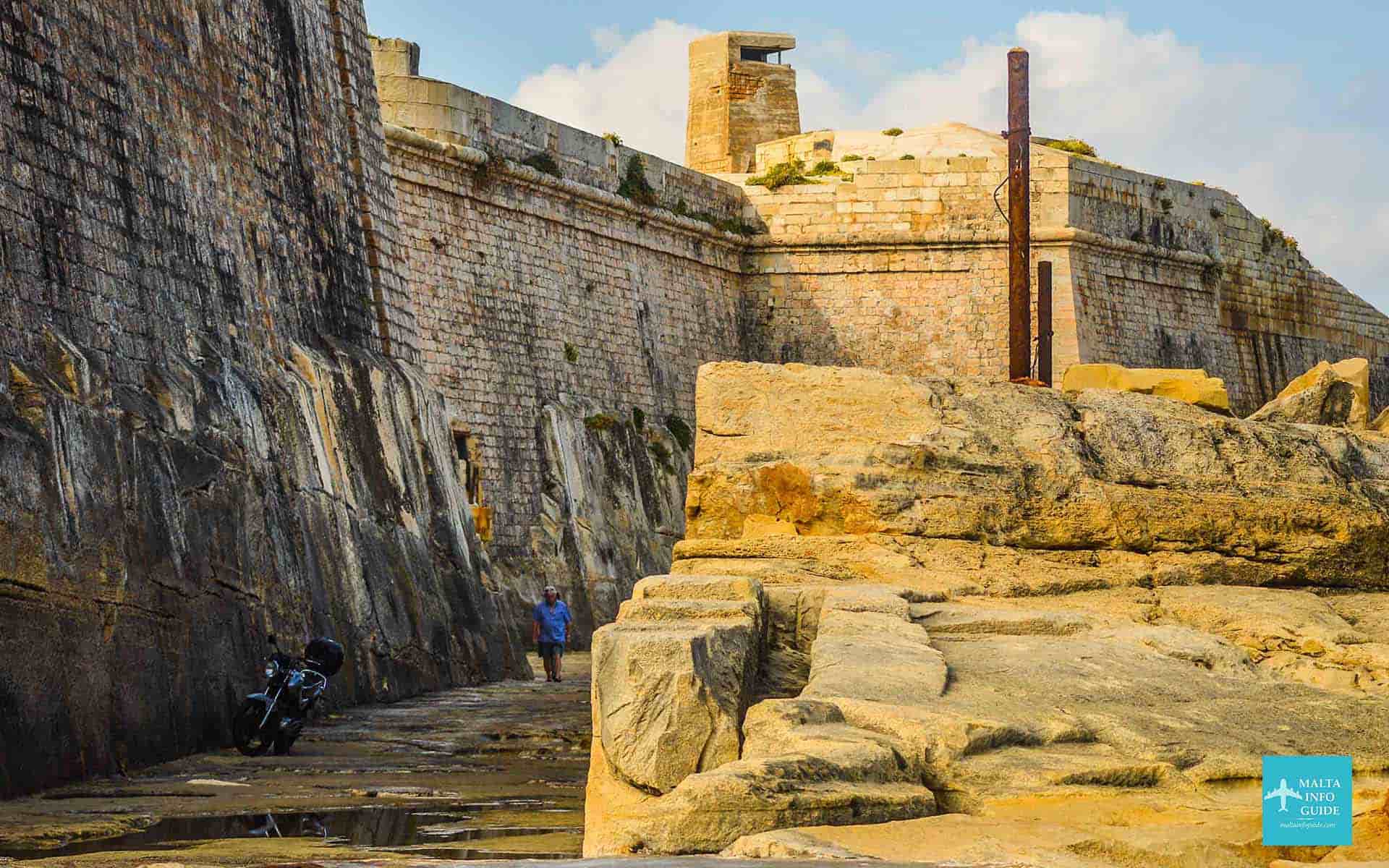 The fortifications at Valletta close to the Grand Harbour. The fortifications at Valletta close to the Grand Harbour.