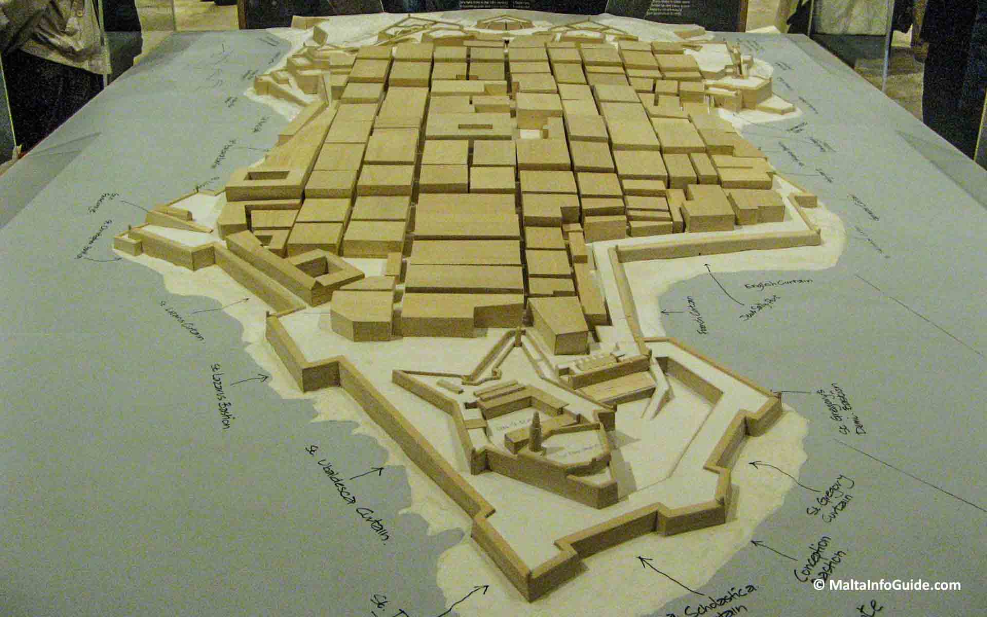 A model of Valletta at the Fortifications Interpretation Center. A model of Valletta at the Fortifications Interpretation Center.
