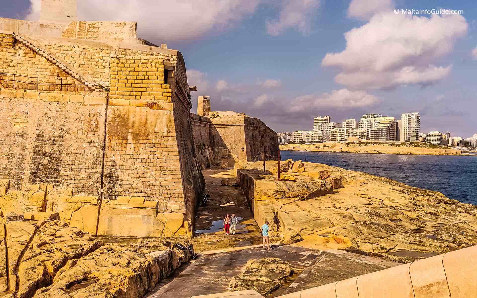 The fortification walls surrounding Valleta Malta.