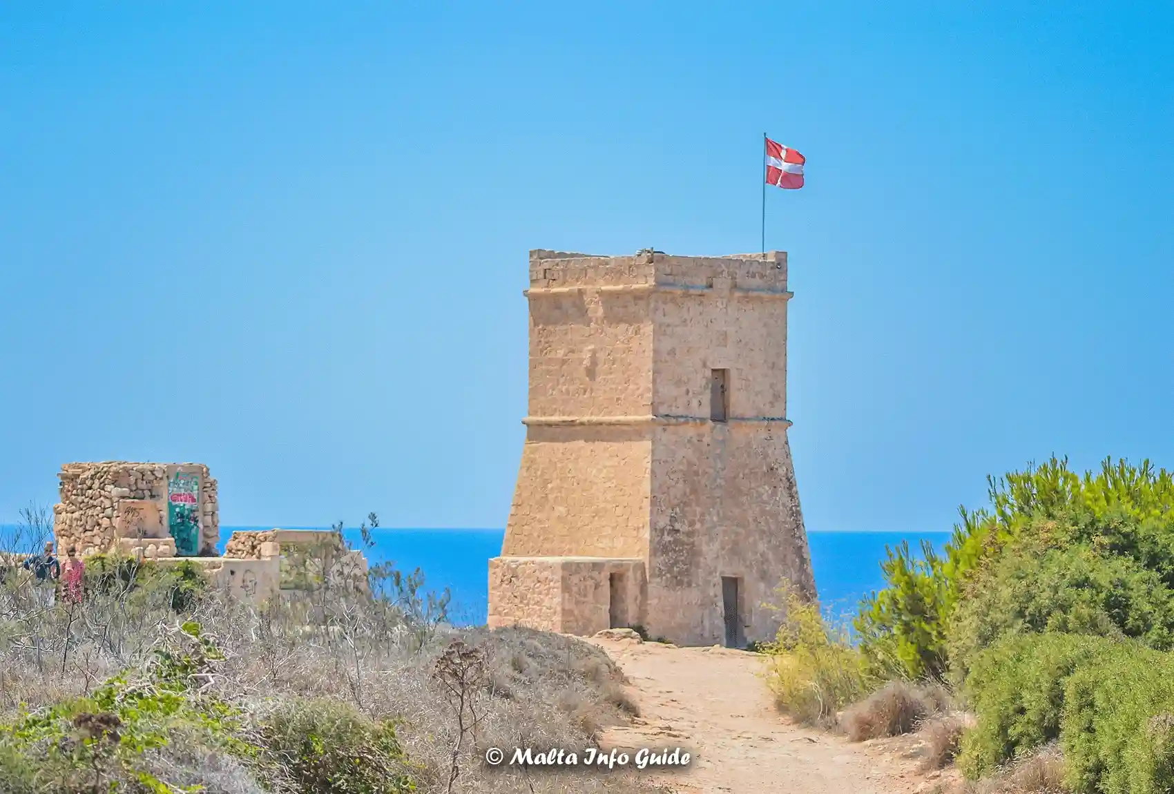 Historic Għajn Tuffieħa Tower overlooking Malta's western coast.