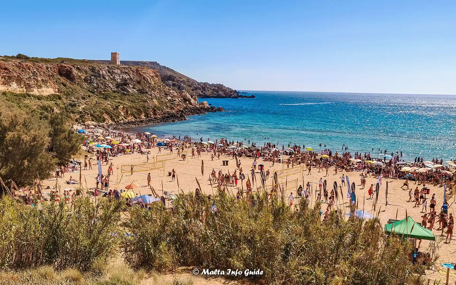 The very popular Golden Bay beach.