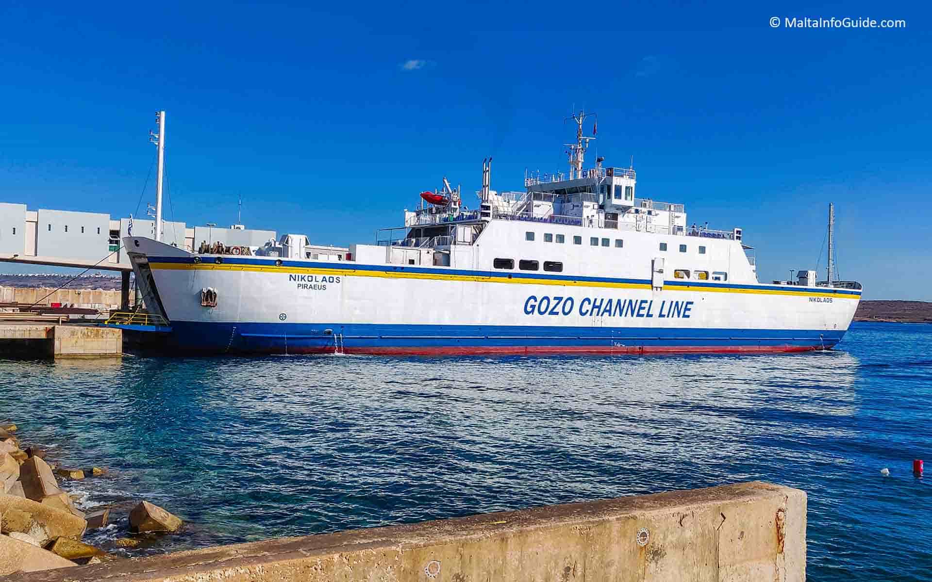Gozo ferry moored at Cirkewwa Malta.