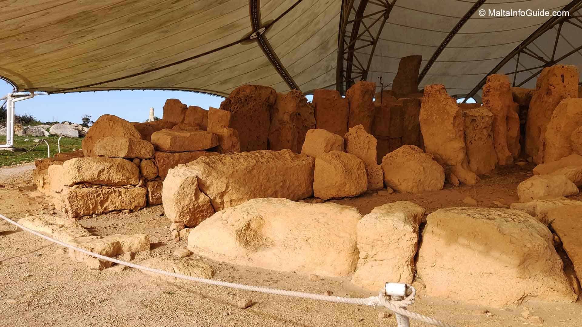 The Hagar Qim structure covered in a tent.