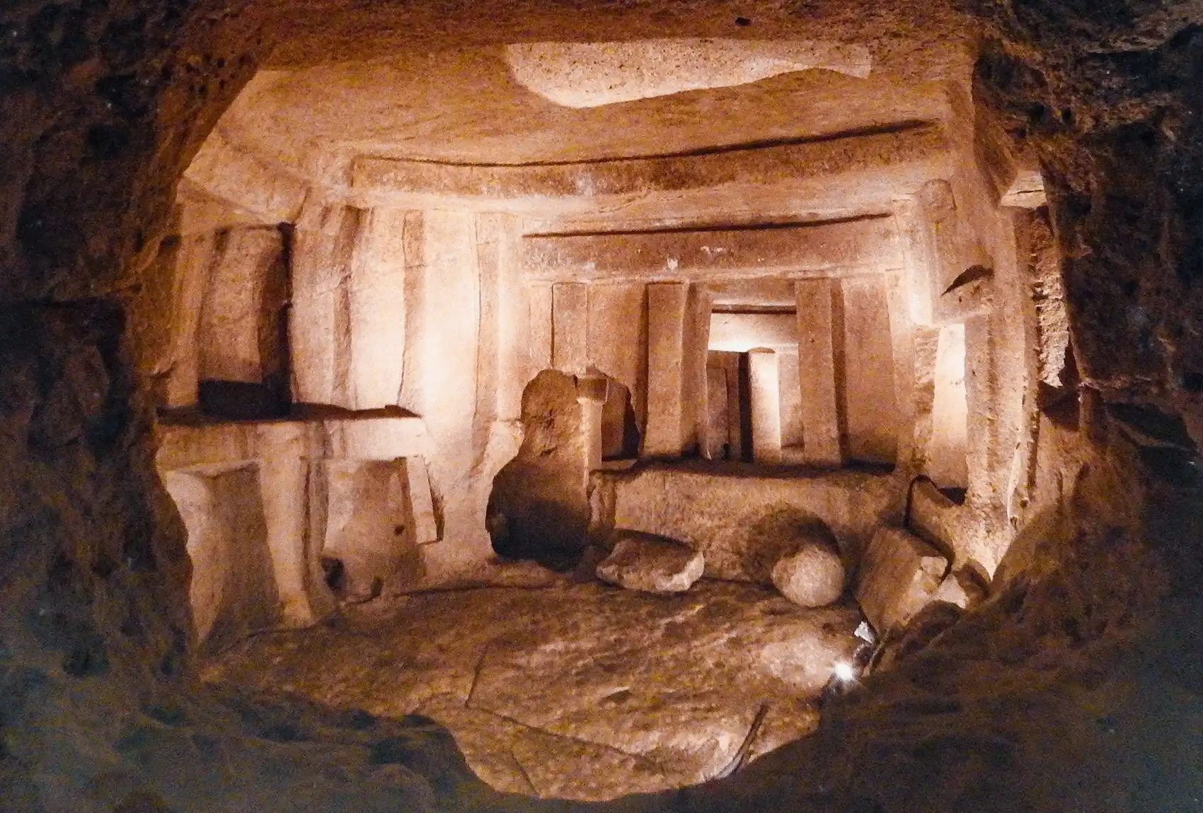 Hypogeum in Malta , the chamber of the 'Holy of Holies carved in stone.