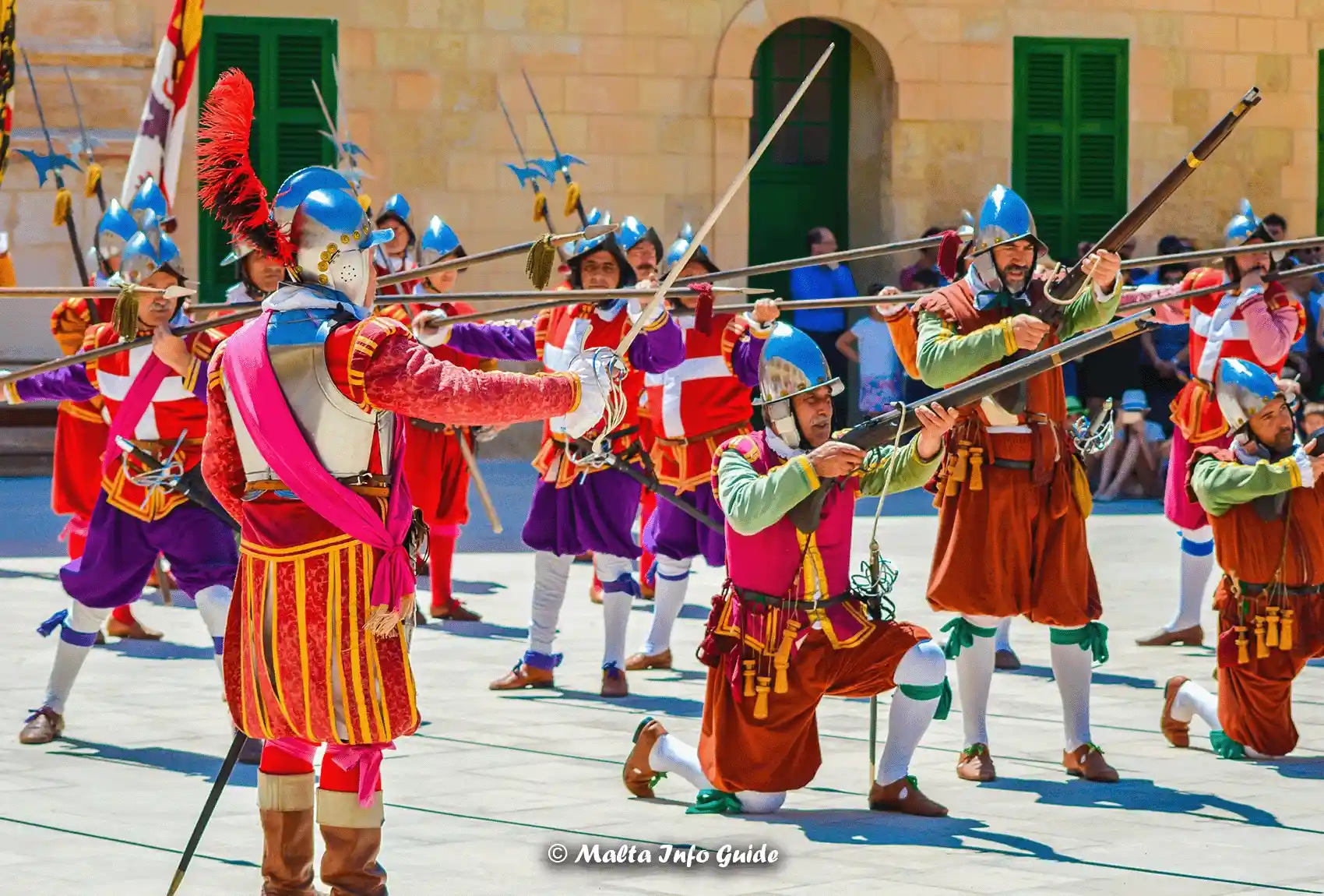 A historical re-enactment of the In Guardia Parade at Fort St. Elmo, Malta.