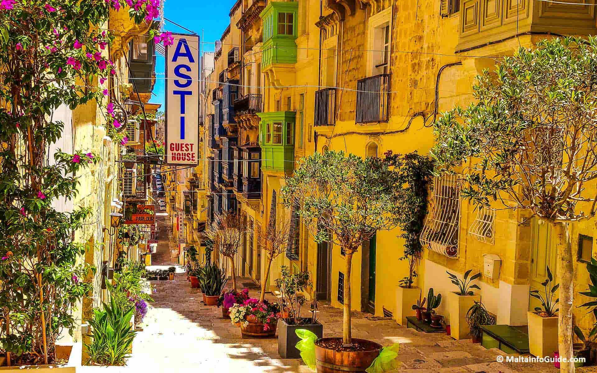 A beautiful street with steps in Valletta.