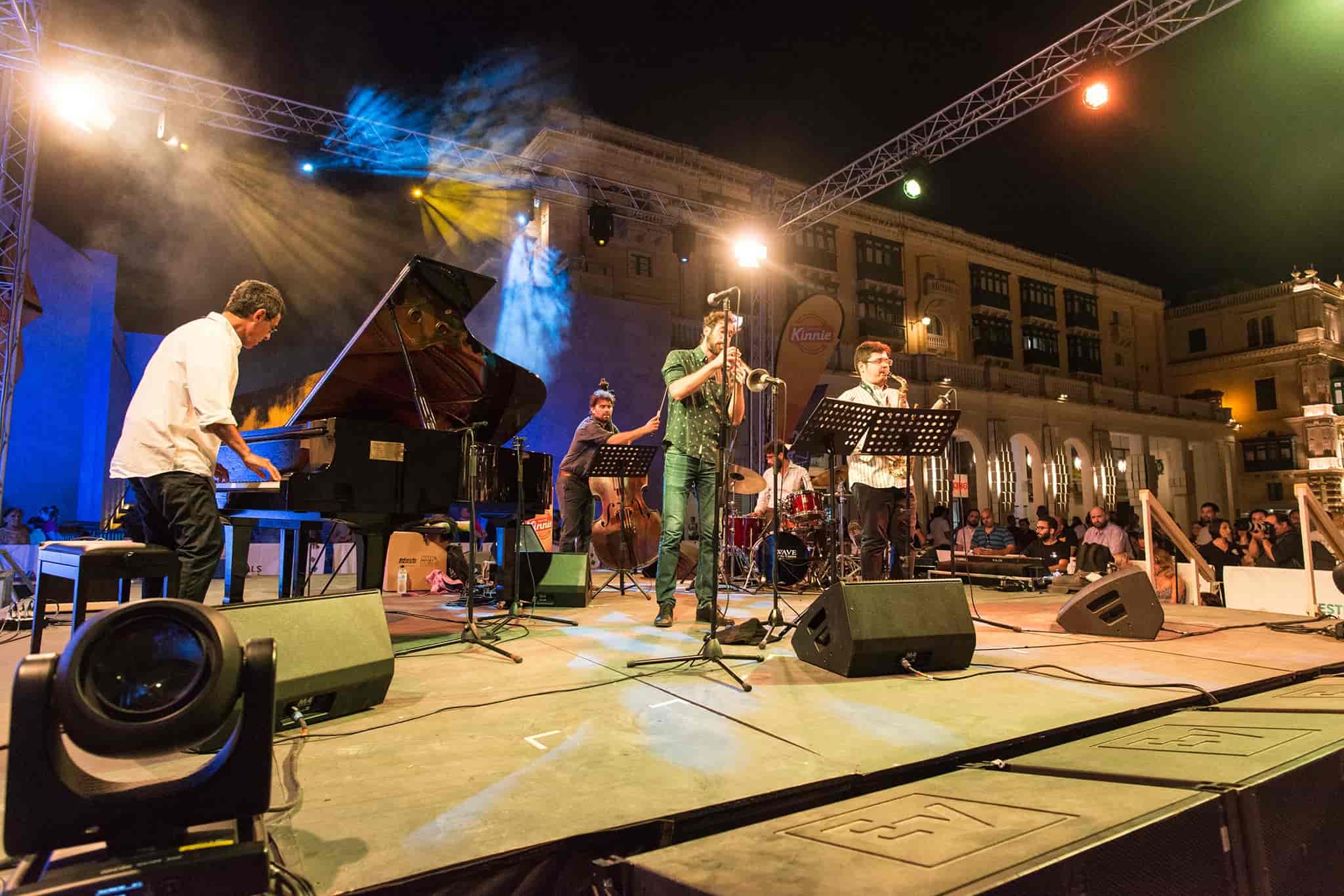 People playing on stage during the Jazz Festival.