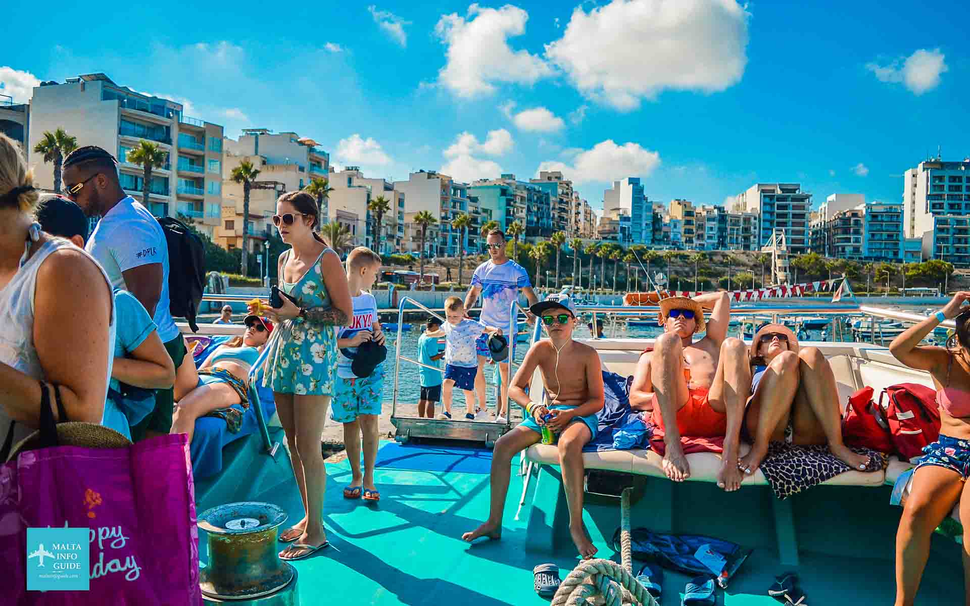 People getting onto the catamaran