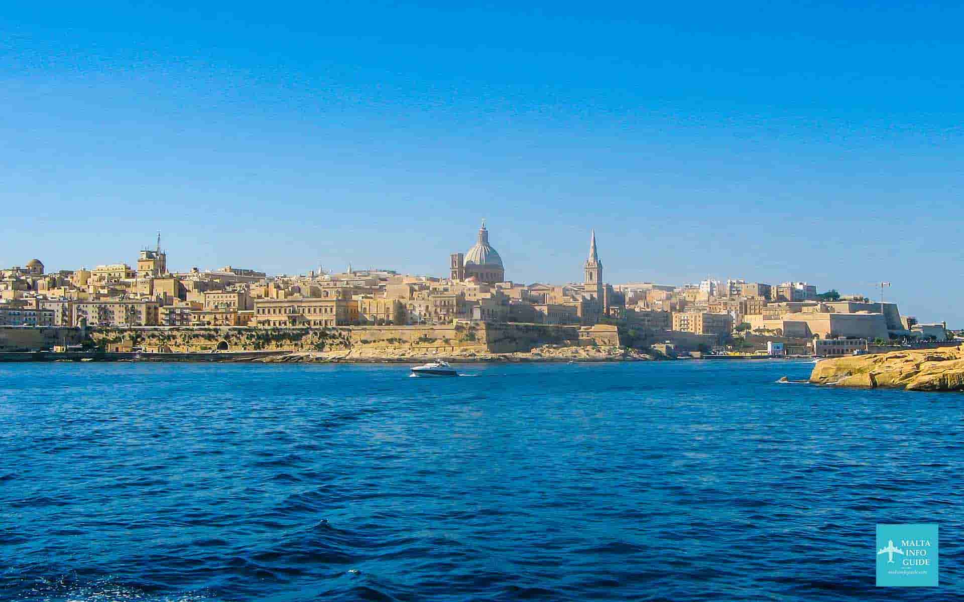 A view of Valletta from the cruise boat on the way to Comino island.