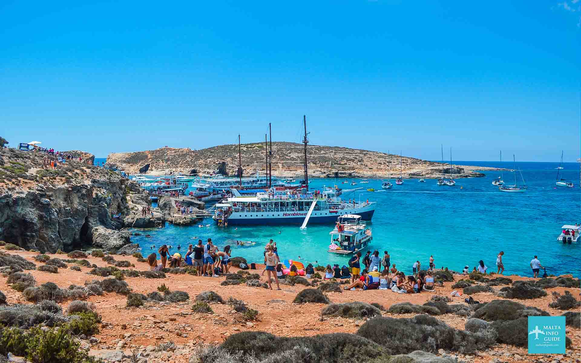 A view of the boats moored at Comino island