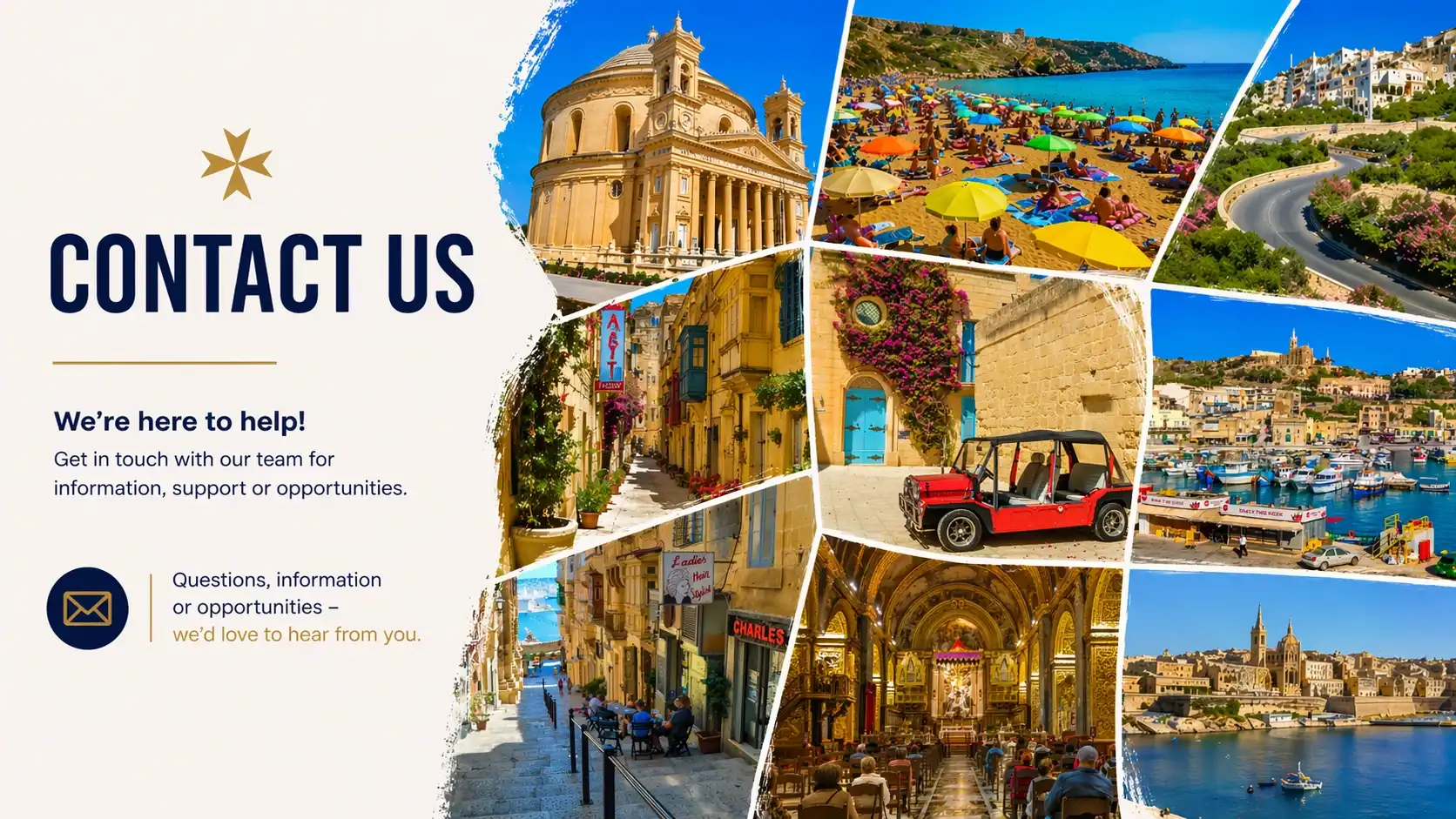 Contact us banner for Malta Info Guide with Malta travel photos.