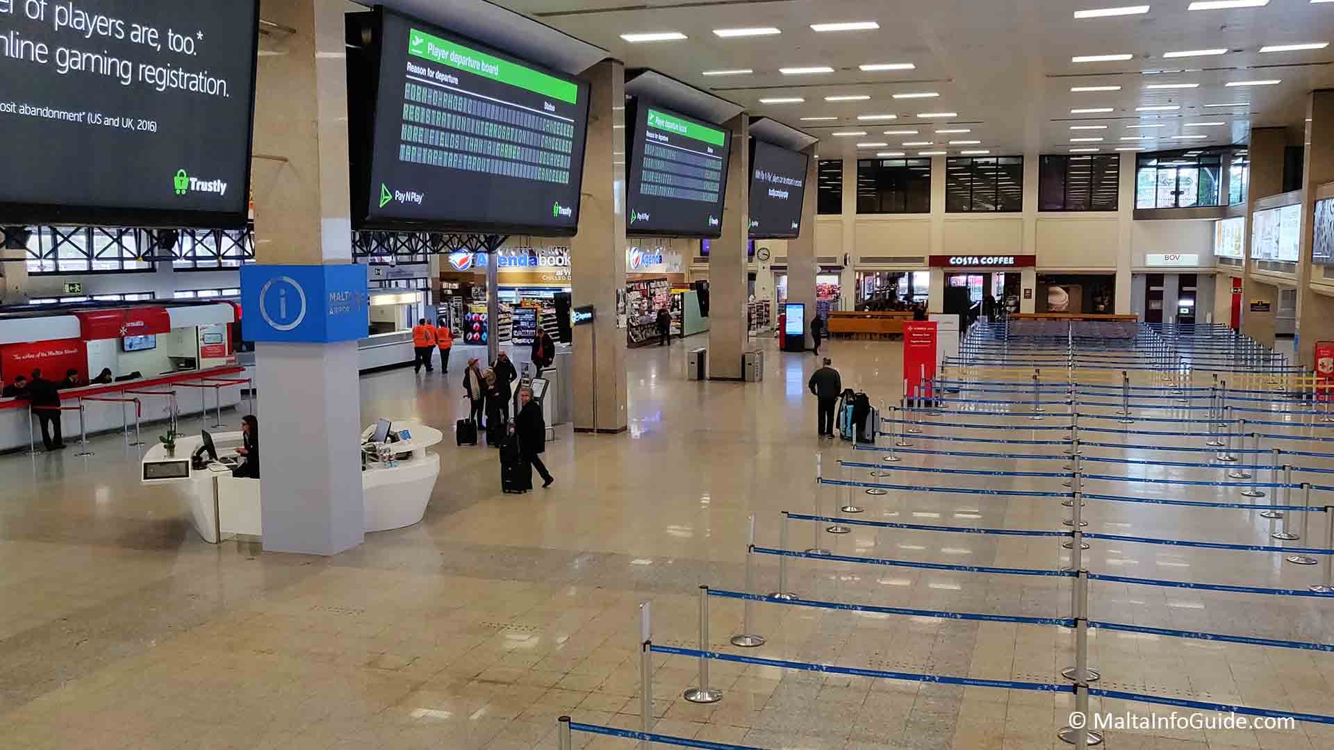 The departures lounge at Malta International Airport