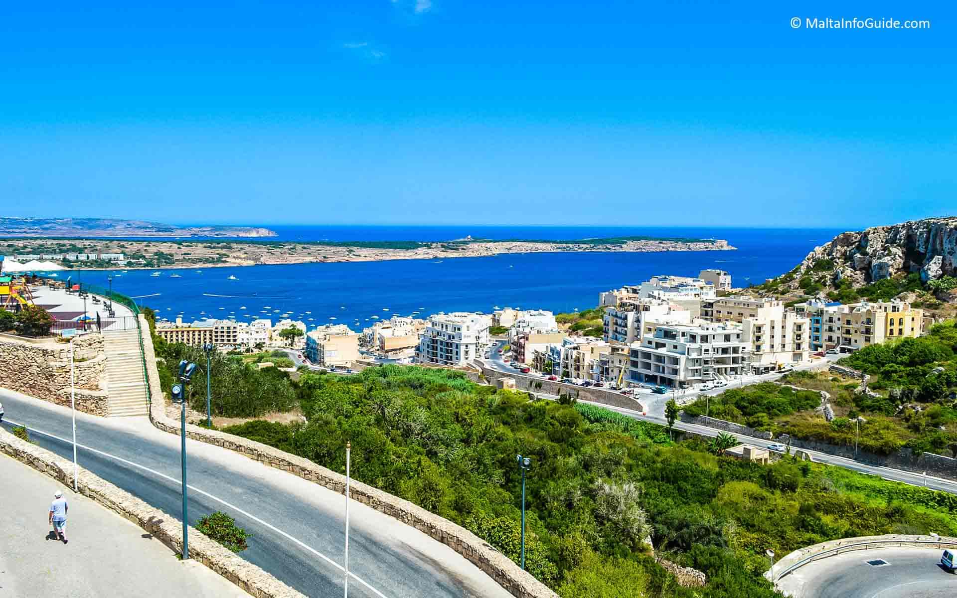 A panoramic view of Mellieha Village.