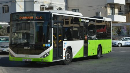 Malta Public Transport bus stationed at Bugibba bus terminus