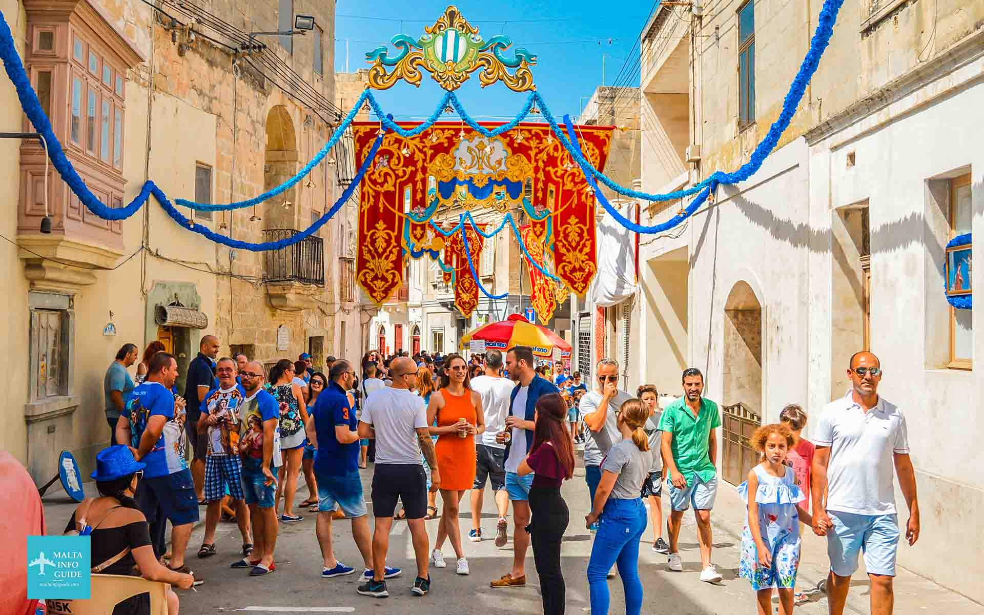 People gathered around for Hal Tarxien Malta village feast