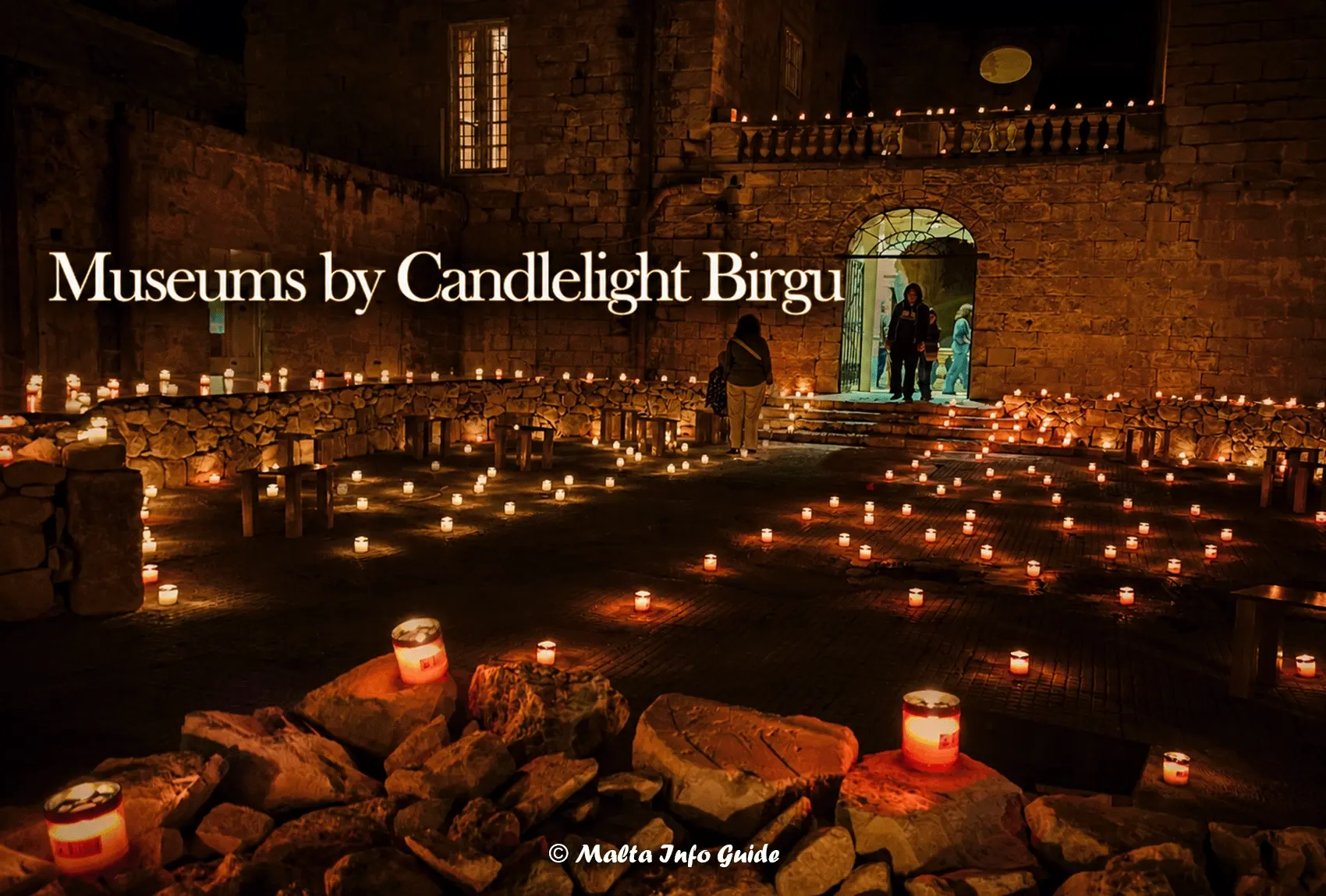 Historic courtyard illuminated during Museum By Candlelight Birgu.