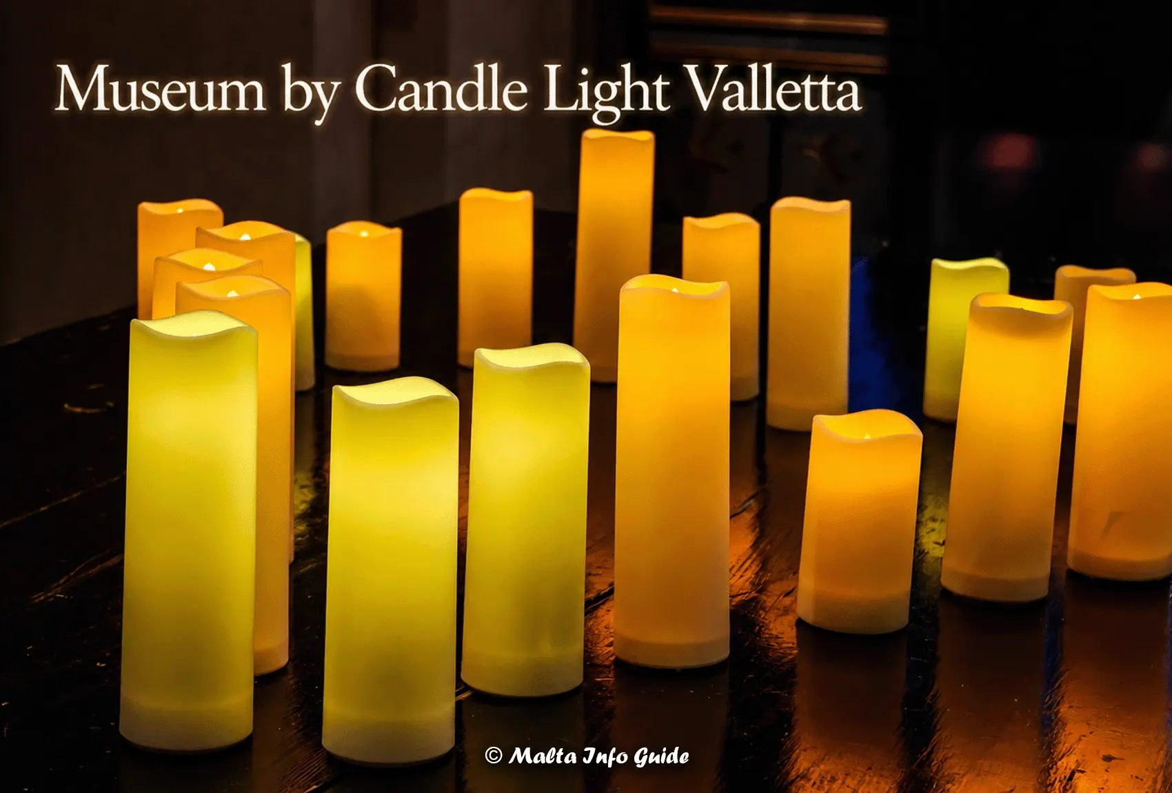 Glowing candles displayed for Museum By Candlelight Valletta.