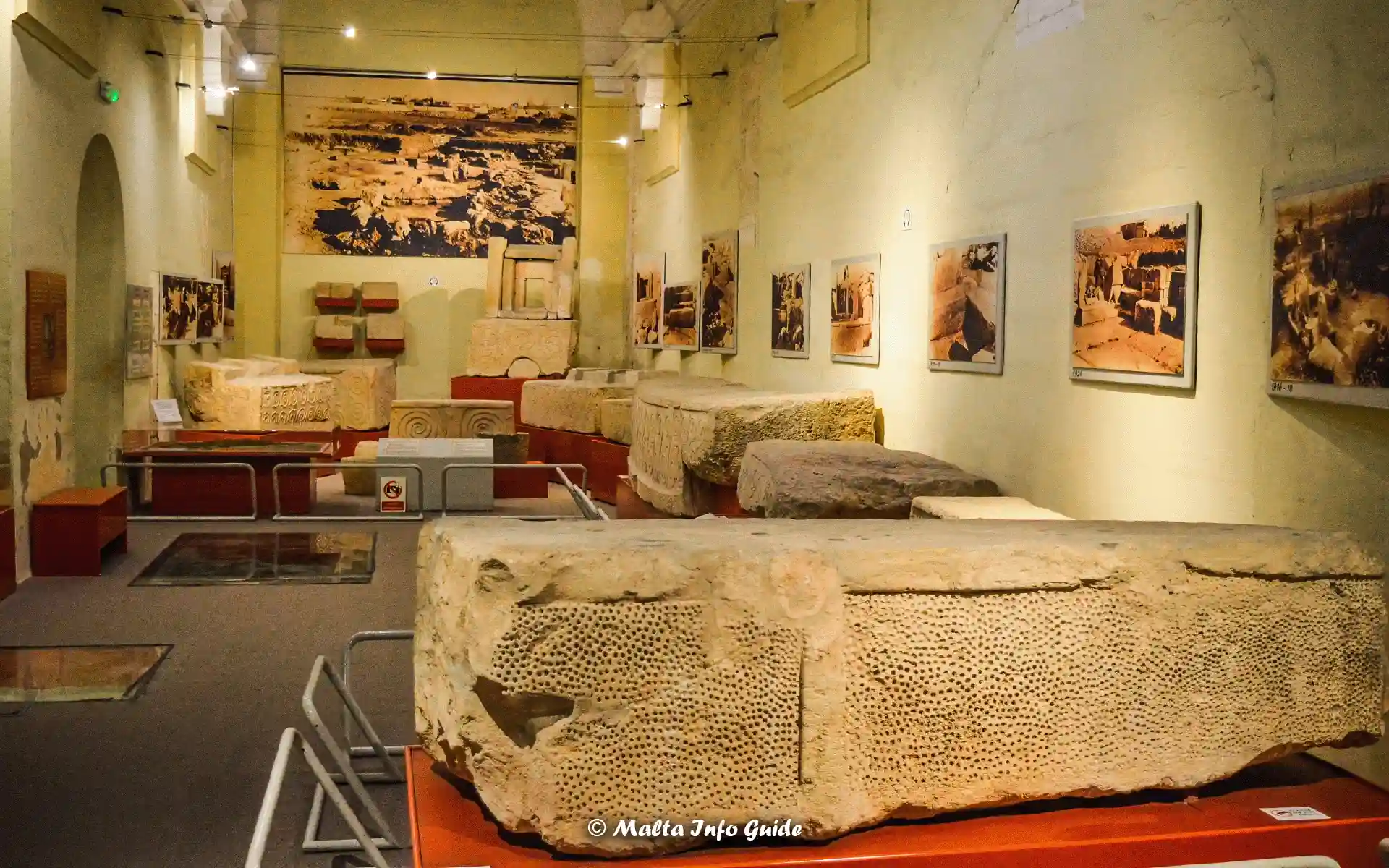 The National Museum of Archaeology in Valletta featuring antique stone artefacts.
