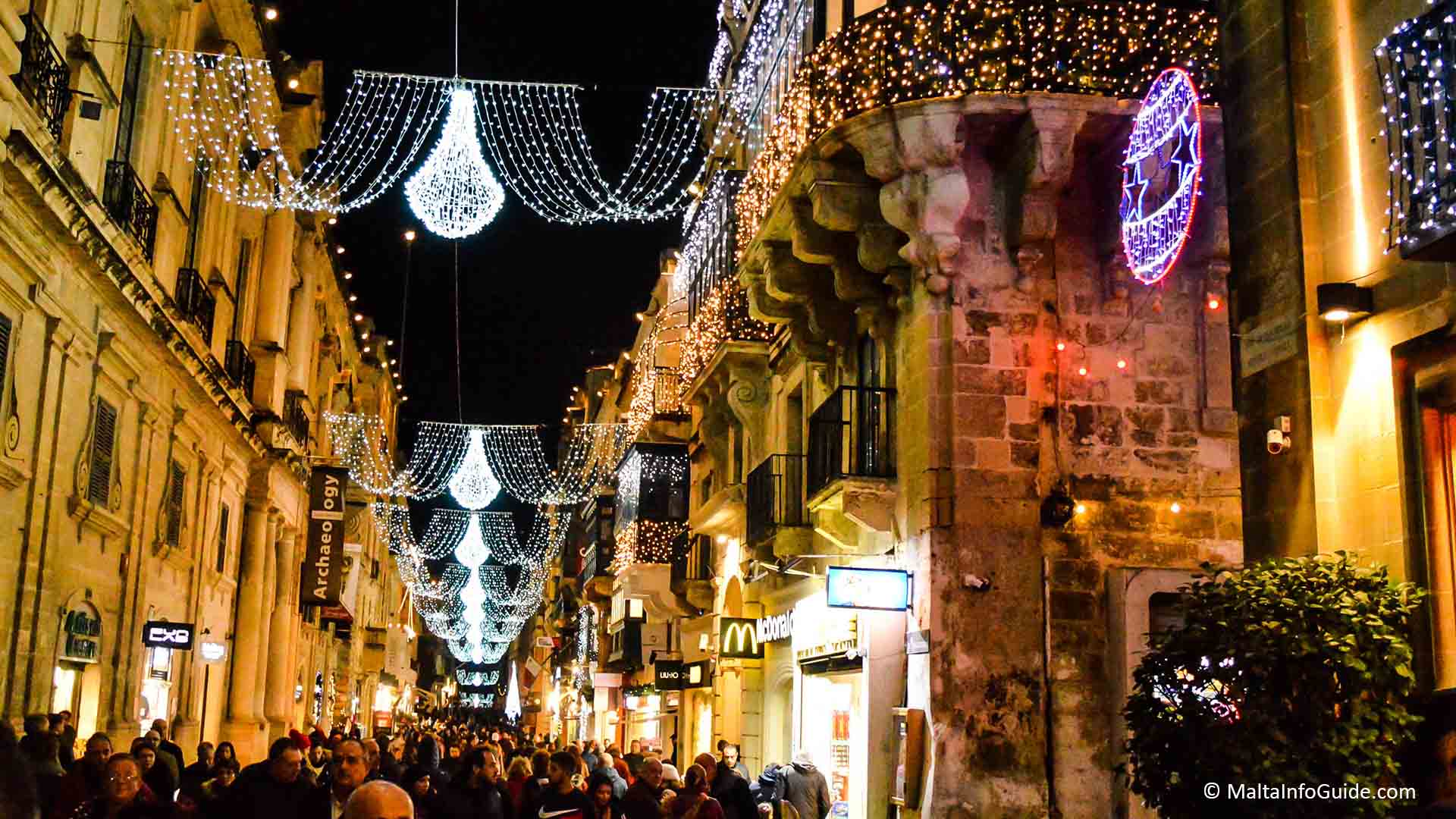 Christmas lighting along Republic Street, Valletta