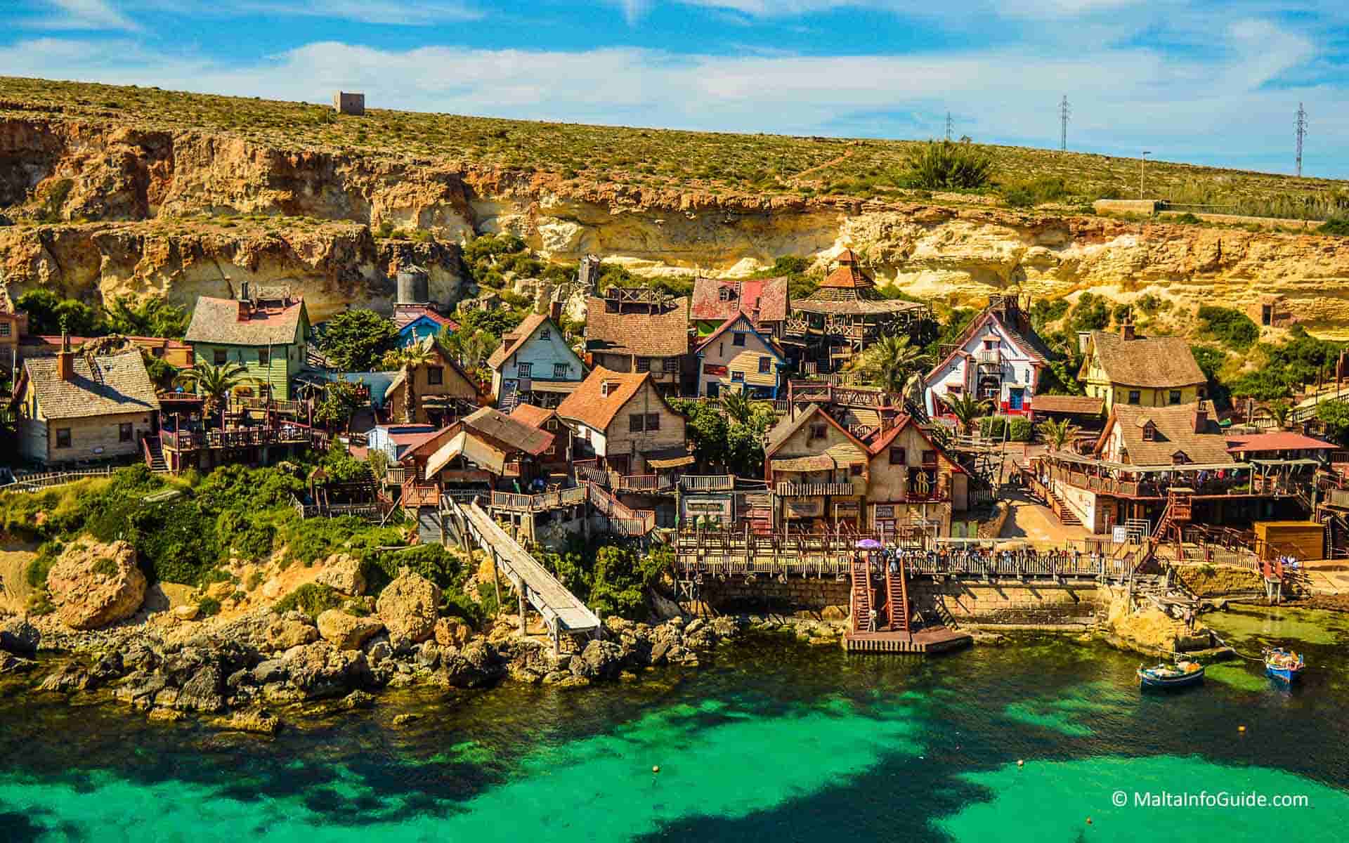 Listed as one of the best hiking trails in Malta. The beautiful popeye village during the day